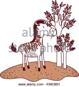 300x330 Zebra Cartoon In Forest Next To The Trees In Watercolor Silhouette