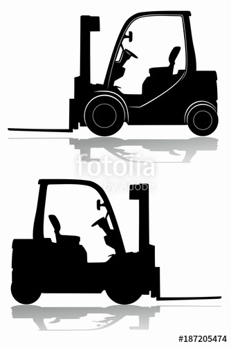 334x500 Silhouette Of A Forklift. Vector Drawing Stock Image And Royalty
