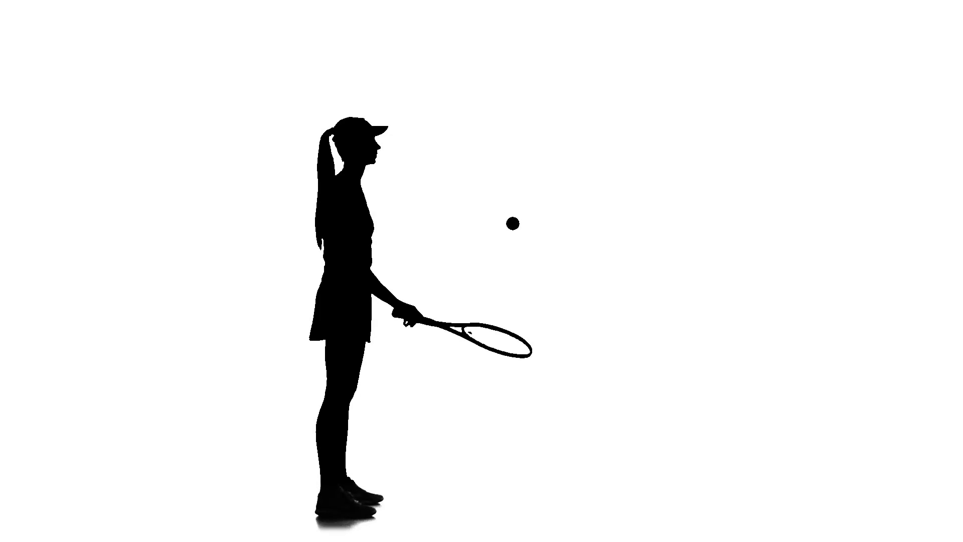 1920x1080 Tennis In The Sports Form Fills Racket Ball. Silhouette. Slow