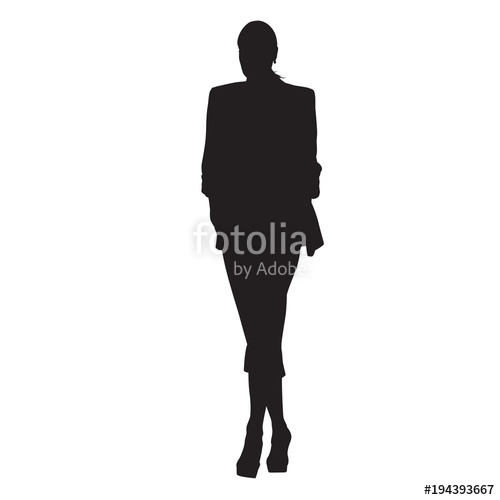 500x500 Business Woman Walking In Formal Dress, Front View. Isolated