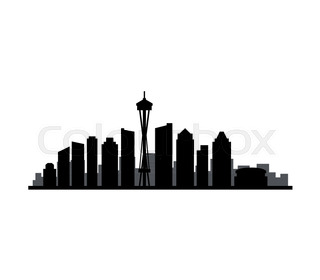 320x280 Seattle Washington City Skyline Silhouette. Vector Illustration