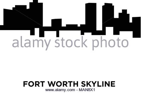 450x297 Fort Worth Skyline Silhouette On White Background Stock Vector Art