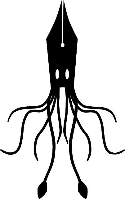403x640 Squid, Fountain, Ink, Pen, Silhouette, Abstract, Animal
