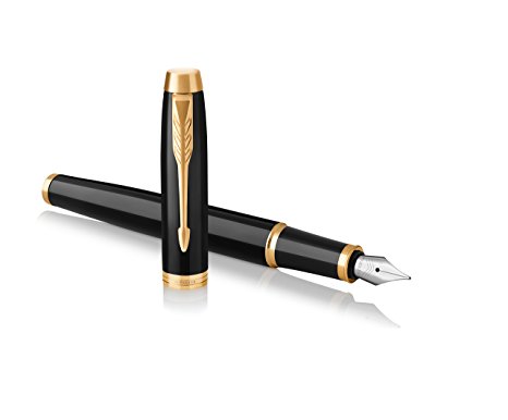 466x386 Parker Im Fountain Pen, Black Lacquer Gold Trim, Fine