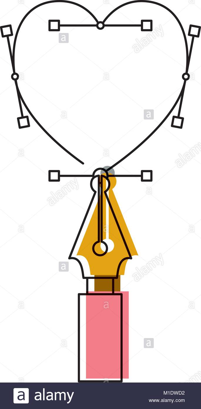 685x1390 Heart Design Sketch With Fountain Pen In Watercolor Silhouette