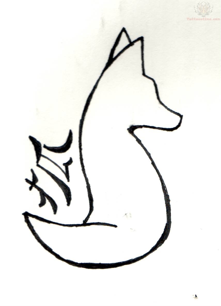 856x1181 Fox Outline Tattoo Design