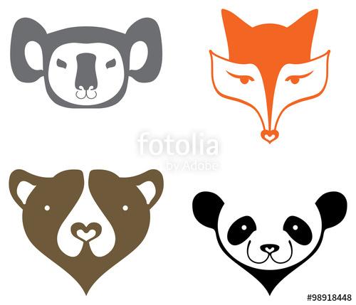 500x429 Koala, Fox, Bear, Panda, Head Silhouette