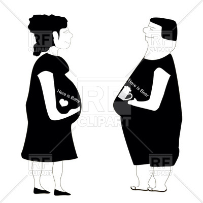 400x400 Cartoon Pregnant Woman And Fat Man Royalty Free Vector Clip Art