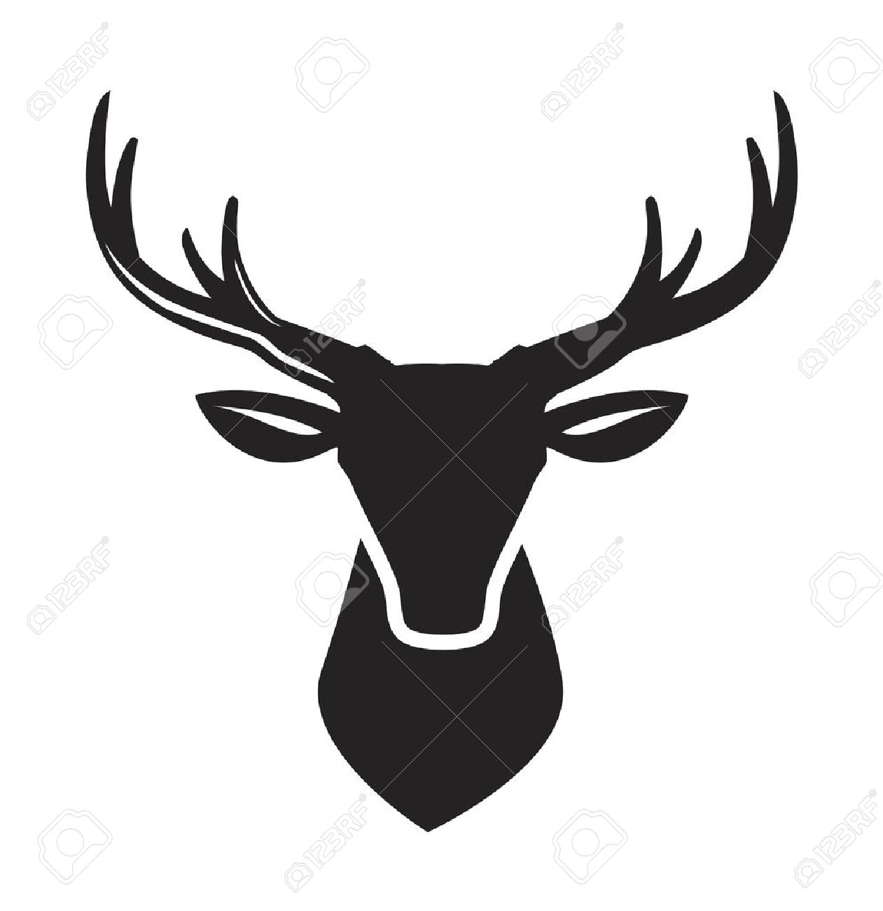 1261x1300 Vector Black Deer Head Icon On White Background Royalty Free