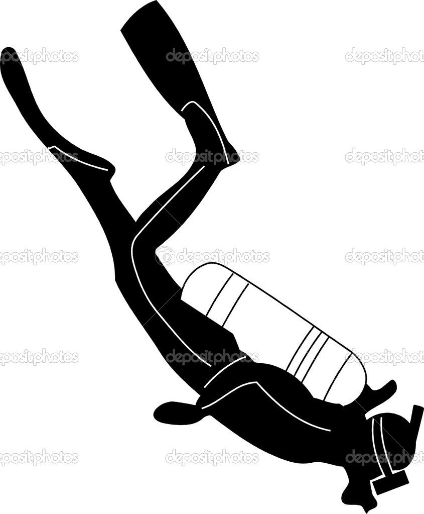 845x1023 Scuba Diver Silhouette Scuba Diver Silhouette Stock Vector