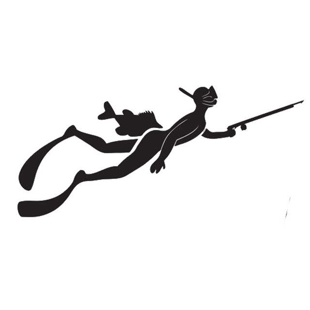 640x640 9.319.7cm Fashion Fish Fishing Gun Car Stickers Free Diver Diving