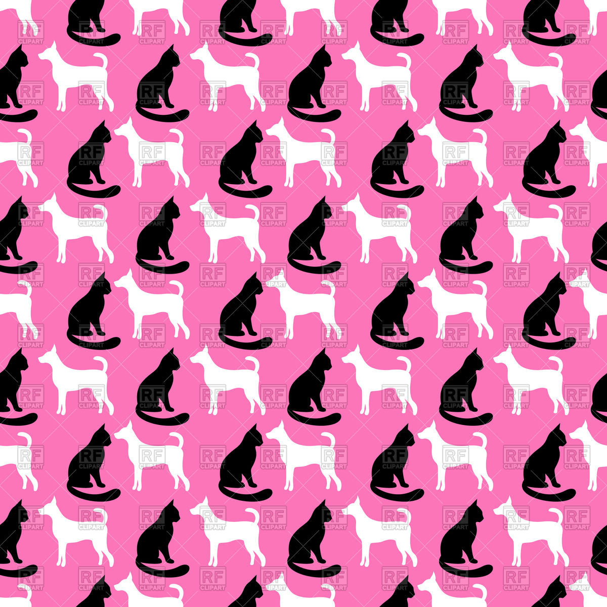 1200x1200 Seamless Pattern Of Cat And Dog Silhouettes Royalty Free Vector