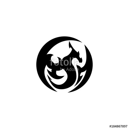 500x500 Flying Circle Dragon Silhouette Vector Illustration Stock Image