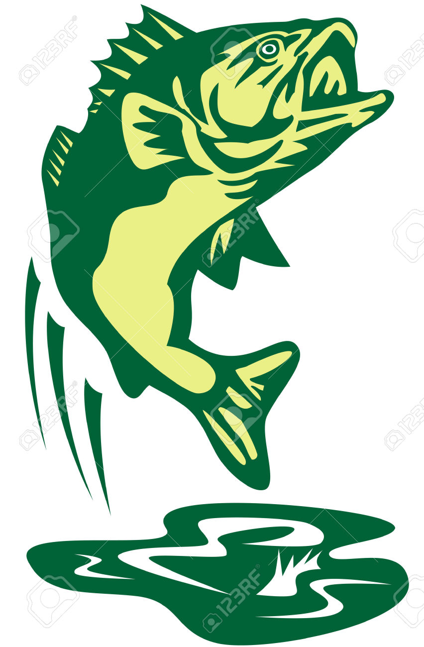 852x1300 Bass Jumping Silhouette Clipart Collection