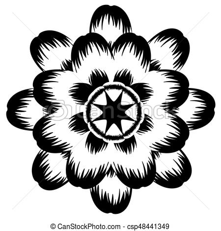 450x470 Isolated Flower Silhouette. Isolated Silhouette Of A Eps Vector