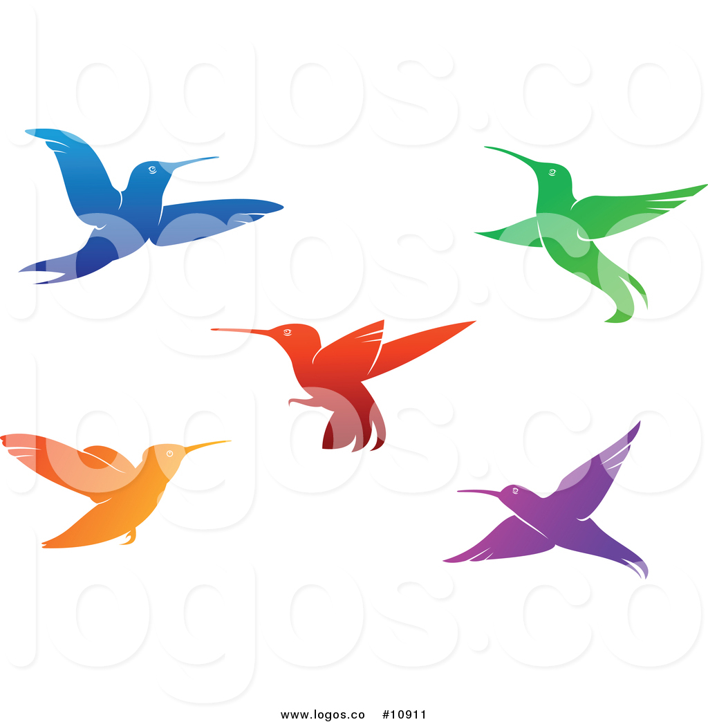 1024x1044 Royalty Free Vector Logo Of Hummingbirds Blue, Green, Red, Orange