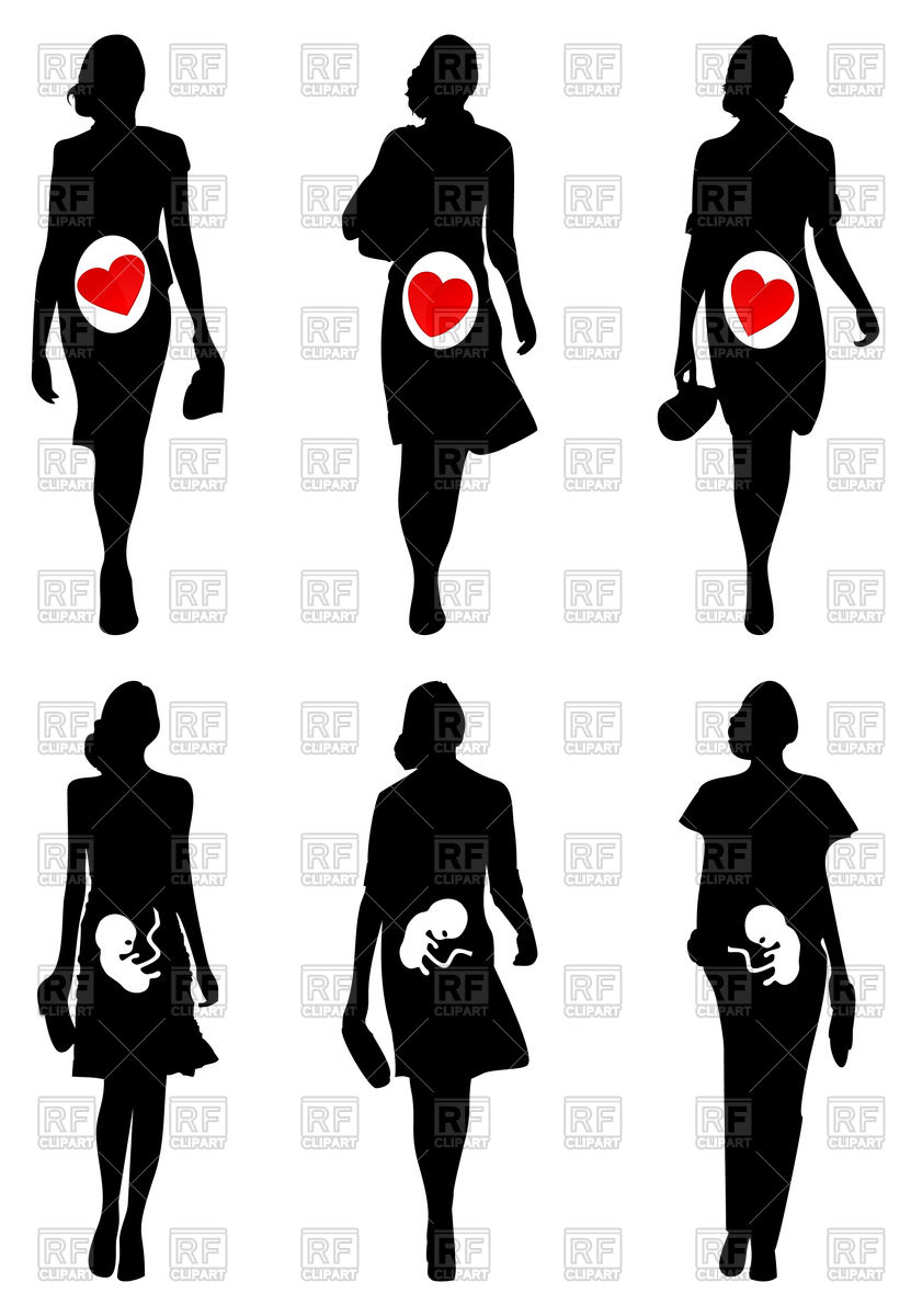 831x1200 Pregnant Girls As Models Go On Podium Royalty Free Vector Clip Art