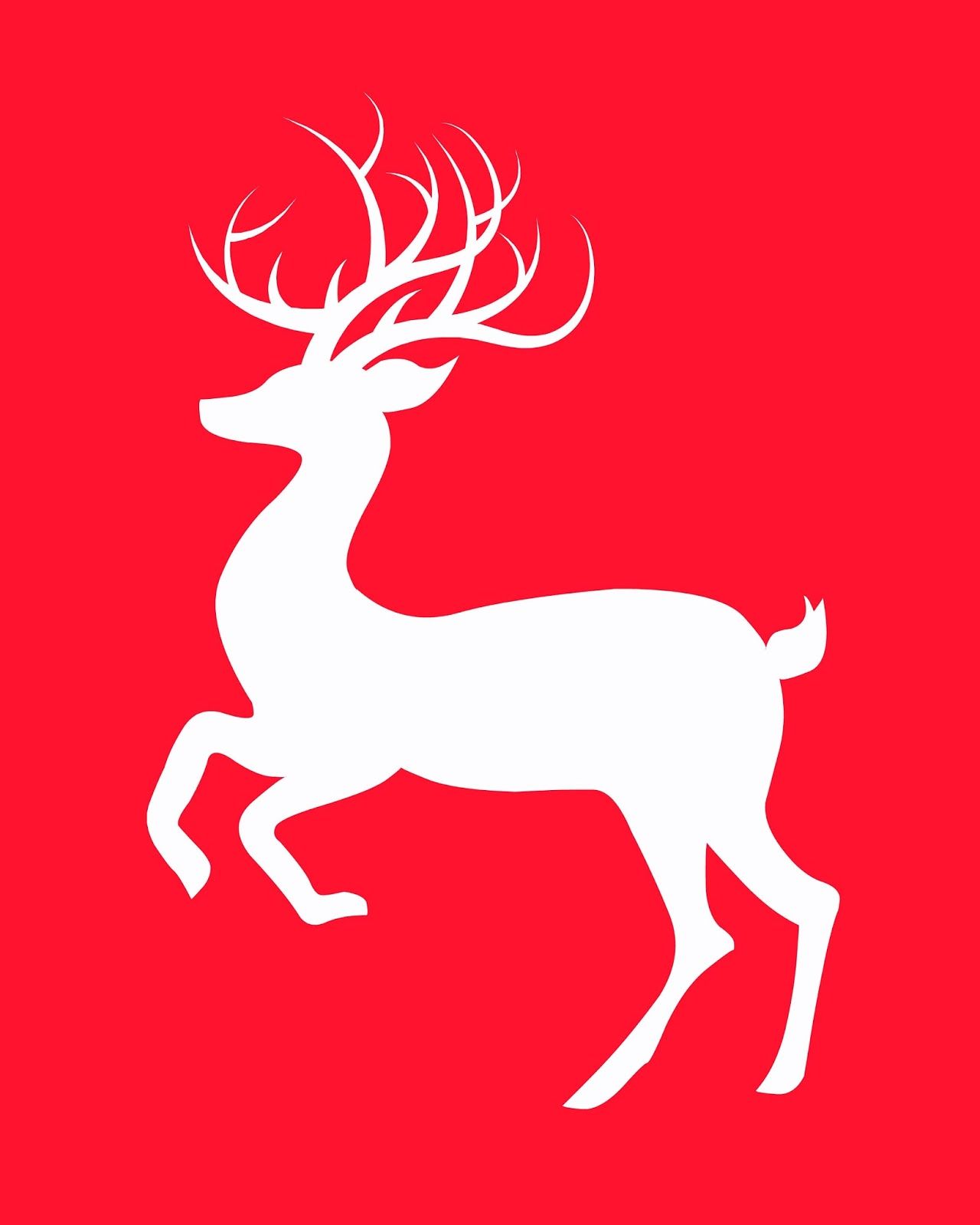 1280x1600 Printable Christmas Art 8x10 Deer Silhouette In White Printable