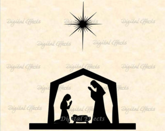 340x270 Nativity Scene Silhouette Printable Pages To Print