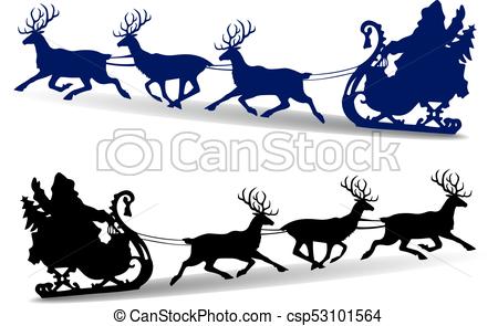 450x295 Christmas Silhouette Of Santa Claus Rides In A Sleigh On Clip