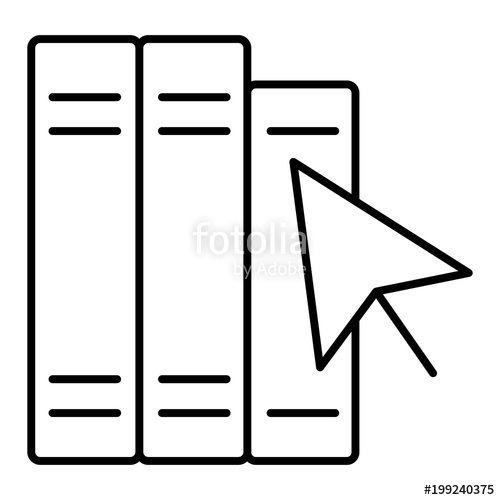 500x500 Silhouette With Black Outline Books With Cursor Arrow Isolated