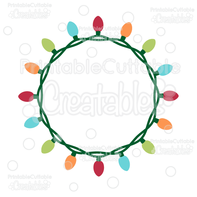 650x650 Christmas Lights Circle Monogram Frame Free Svg Cut File