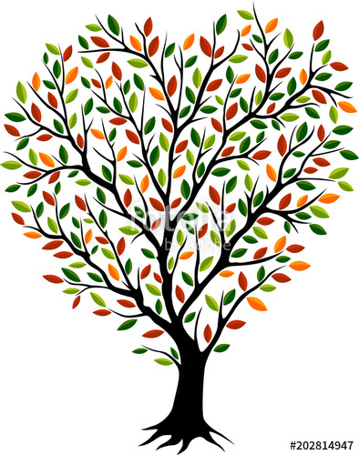 394x500 Beautiful Autumn Tree Silhouette With Different Color Leaves
