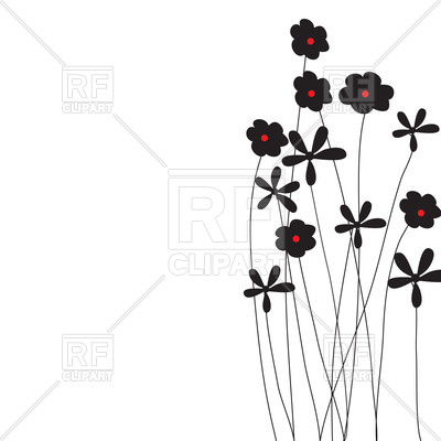 400x400 Silhouettes Of Simple Wildflowers Royalty Free Vector Clip Art