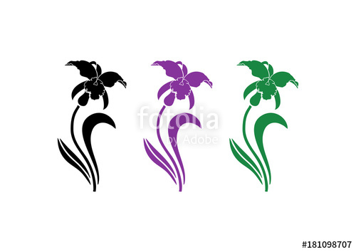 500x354 Beautiful Orchid Flower Silhouette Logo Design Stock Image