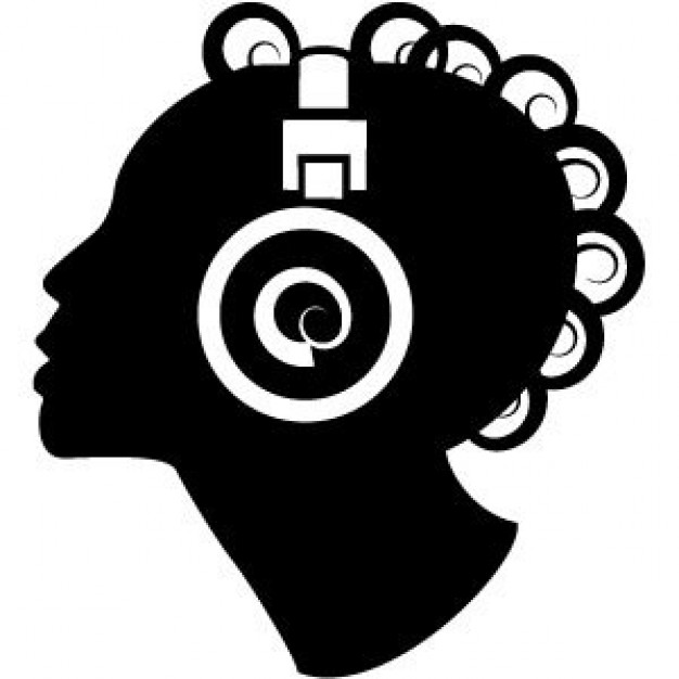 626x626 Woman Silhouette With Headphones Vector Free Download