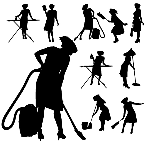 491x489 Creative Cleaning Woman Silhouette Design Vector 03