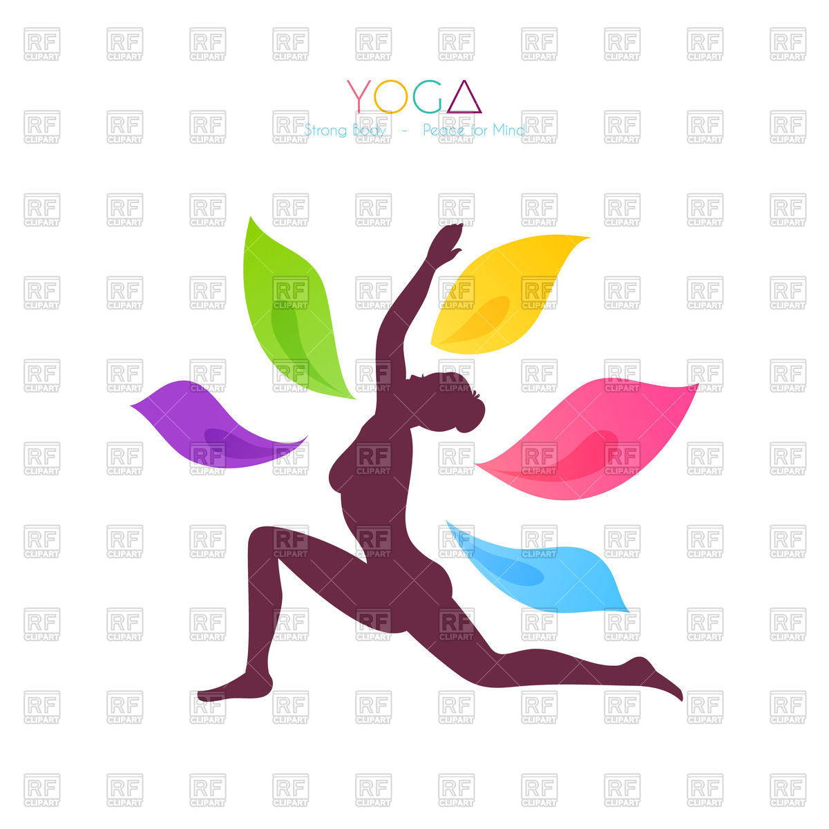 1200x1200 Silhouette Of Woman Doing Yoga And Colorful Petals Royalty Free