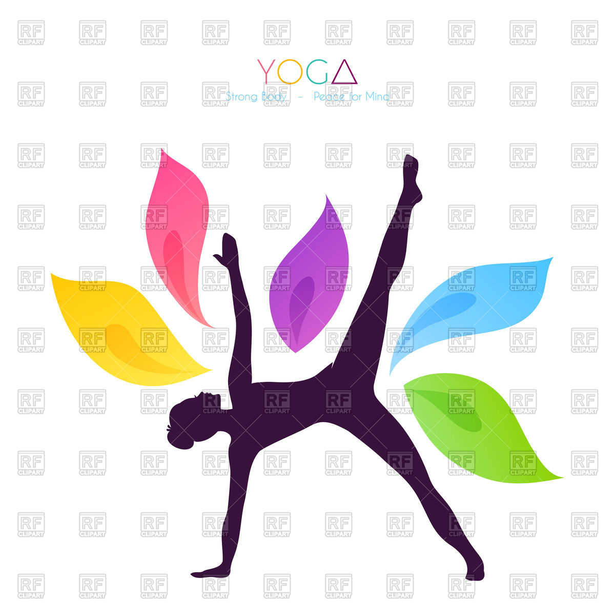 1200x1200 Silhouette Of Woman Doing Yoga And Petals Royalty Free Vector Clip