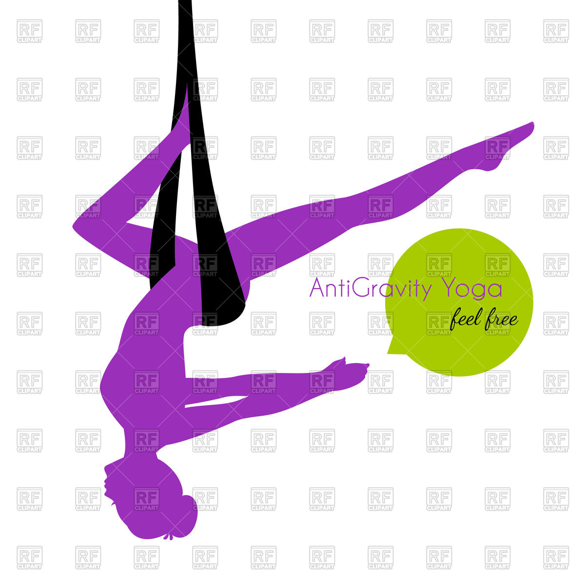 1200x1200 Silhouette Of Woman In Anti Gravity Yoga Poses Royalty Free Vector