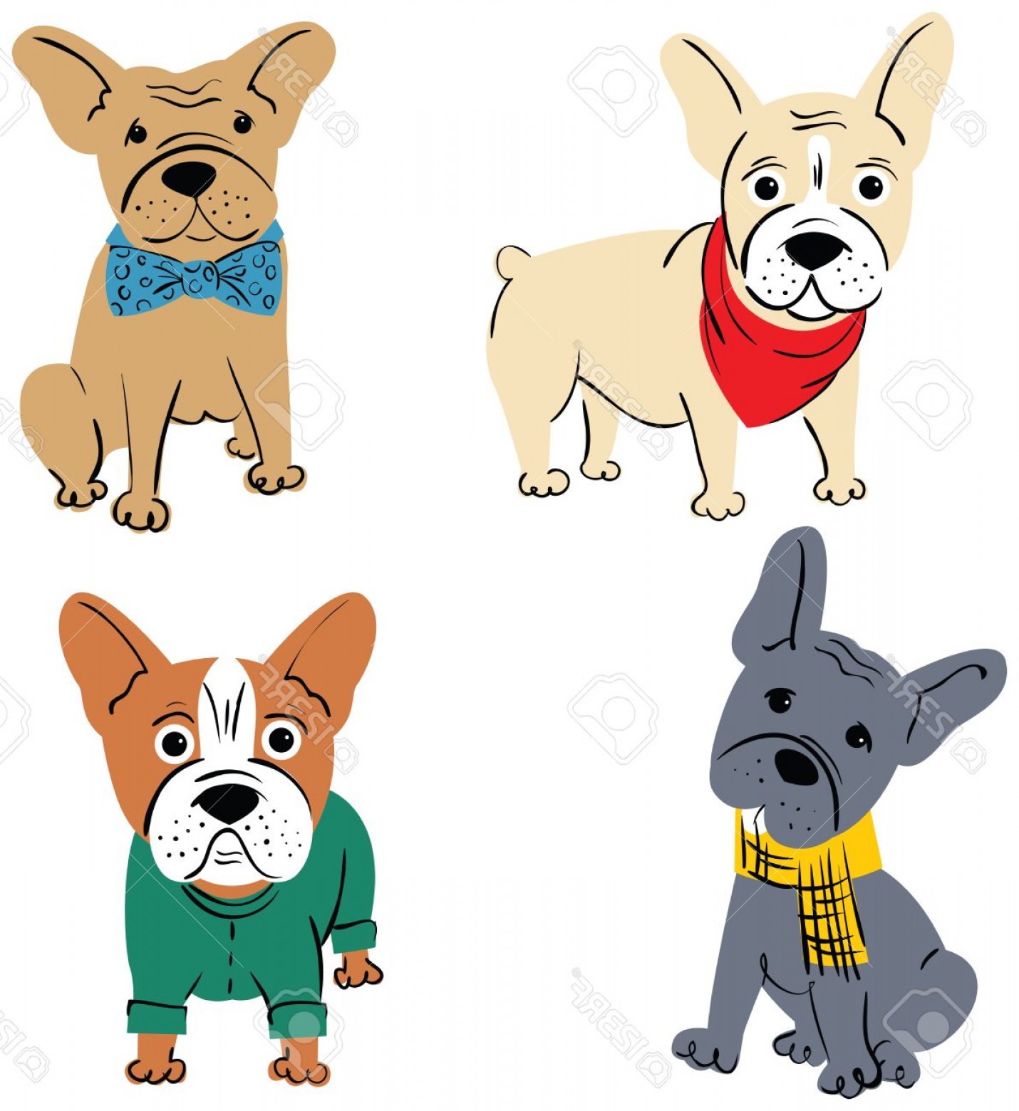 1430x1560 Photostock Vector Cartoon Vector Character French Bulldog Isolated