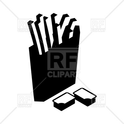 400x400 French Fries In Paper Box Silhouette Royalty Free Vector Clip Art