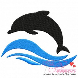 250x250 Cute Dolphin Silhouette Machine Embroidery Design