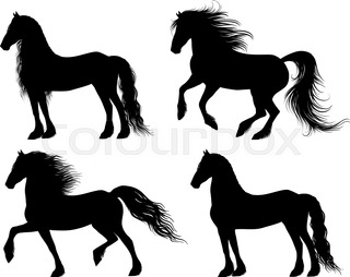 320x254 Set Of 3 Silhouettes Of Dressage Horse With Rider Performing