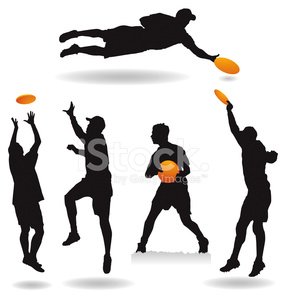 286x299 Ultimate Frisbee Silhouettes Stock Vectors