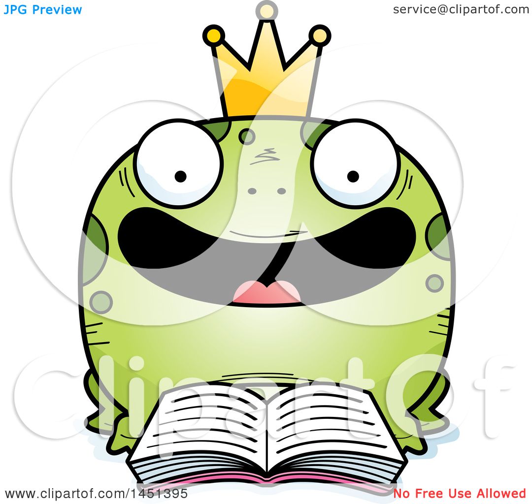 1080x1024 Clipart Graphic Of A Cartoon Reading Frog Prince Character Mascot
