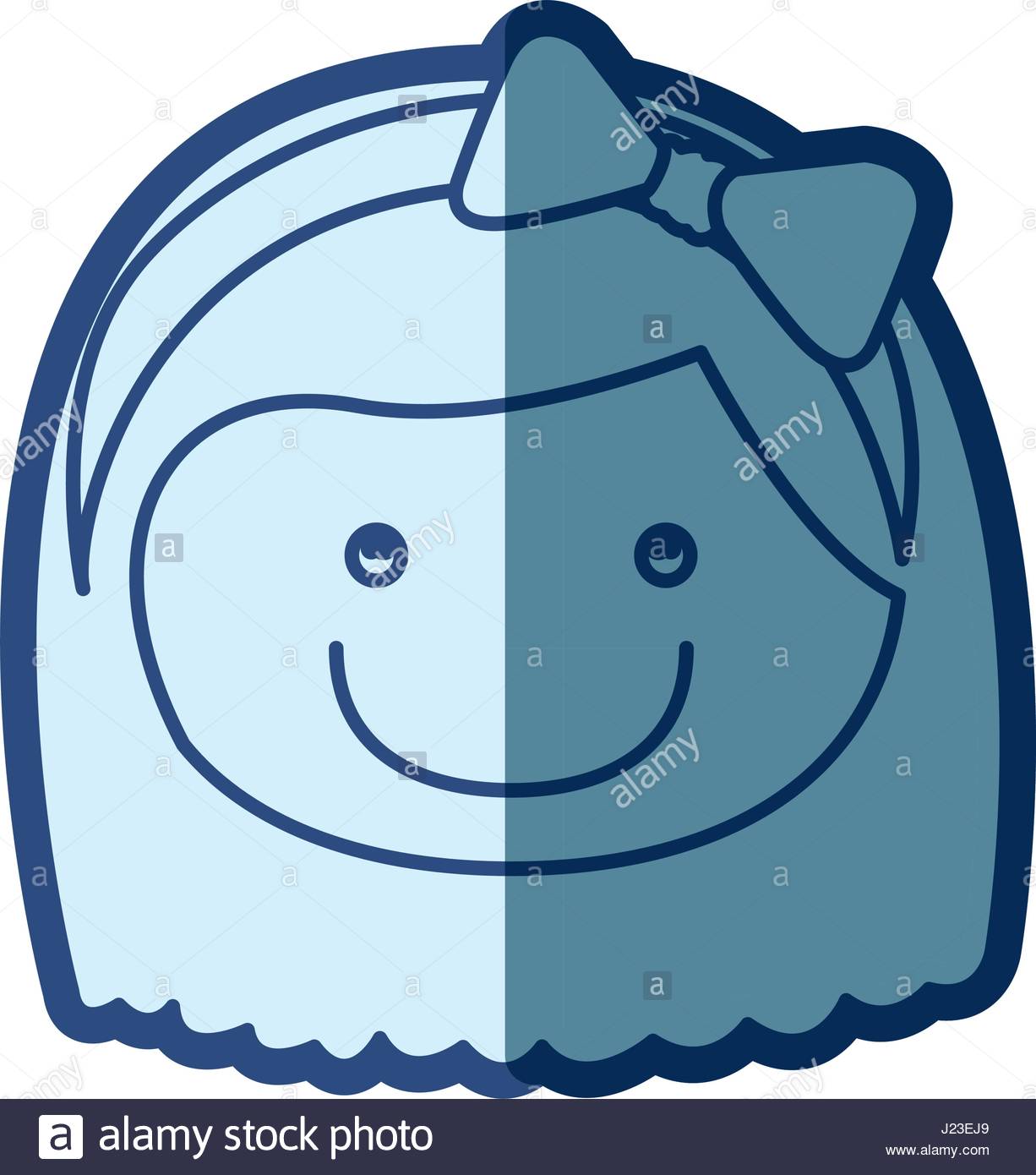 1226x1390 Blue Silhouette Of Caricature Front Face Girl With Short Hair