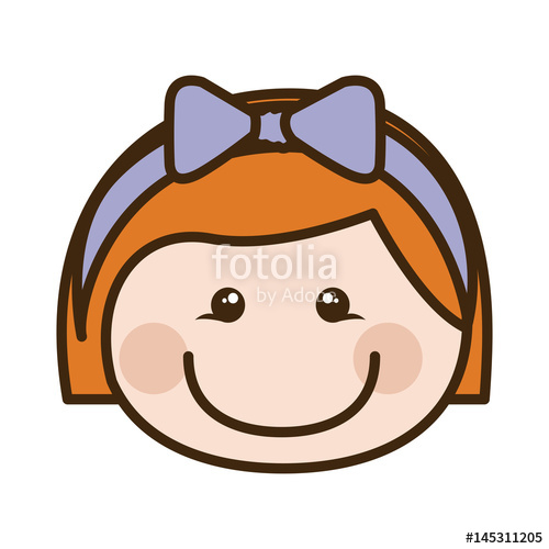 500x500 Color Silhouette Cartoon Front Face Girl With Orange Short Hair