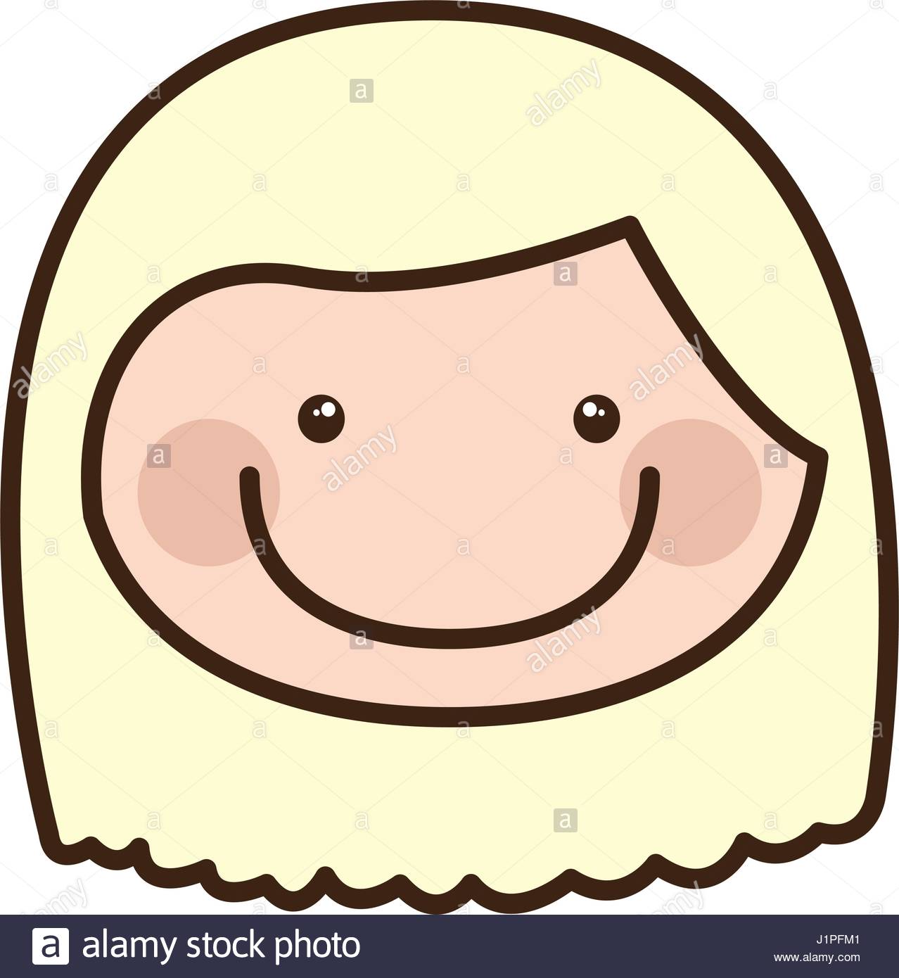 1278x1390 Color Silhouette Cartoon Front Face Girl With Short Blond Hair