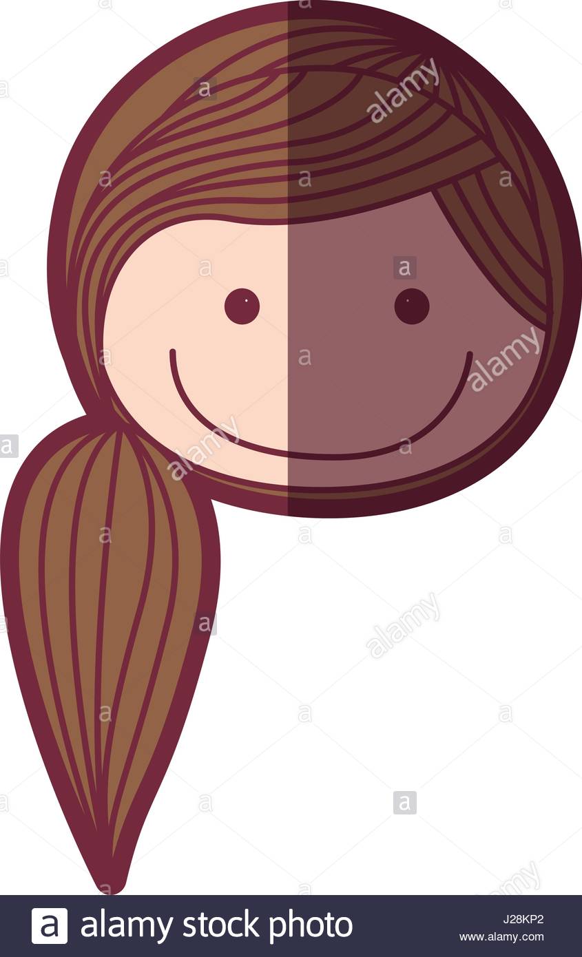 845x1390 Color Silhouette Shading Cartoon Front Face Woman With Side