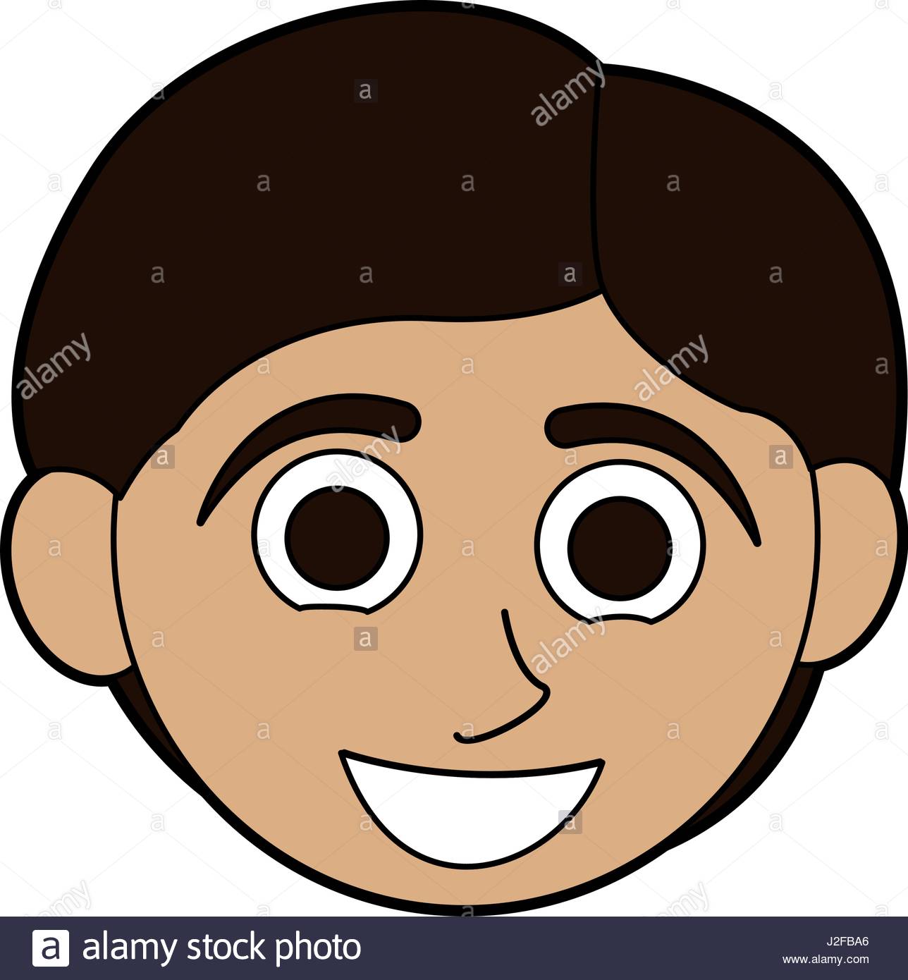 1288x1390 Colorful Silhouette Cartoon Front Face Boy With Short Hair Stock