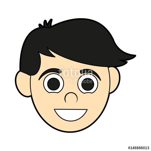 500x500 Colorful Silhouette Cartoon Front Face Guy With Short Hair Vector