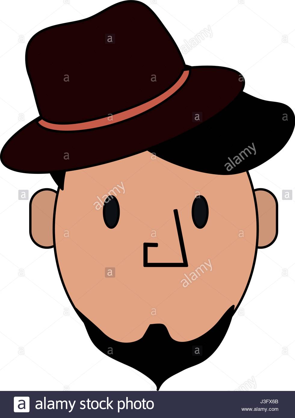 981x1390 Colorful Silhouette Front Face Caricature Man Bearded With Small