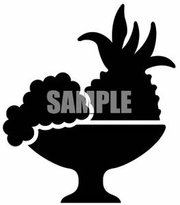 263x300 Clipart Of Pineapple And Grapes In A Fruit Bowl Silhouette
