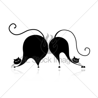325x325 Funny Thick And Thin Cats Silhouette For Your Design Gl Stock Images