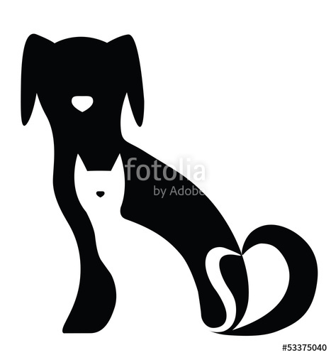 467x500 Funny Dog And Cat Silhouettes Composition Stock Image And Royalty